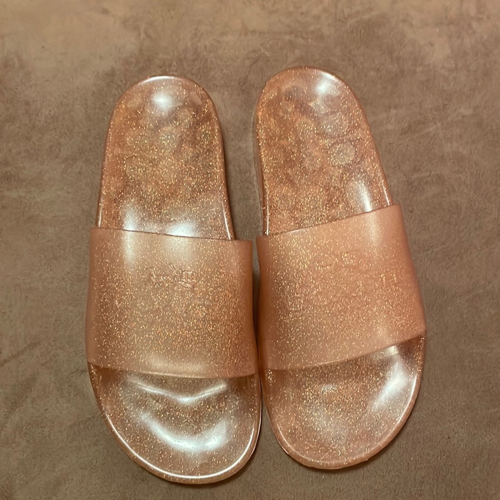 Coach Rose Gold Glitter Slide Sandals